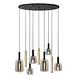 Lucide LED-Beleuchtung  JOANET Pendelleuchte Oval – 9-flammig – Schwarz Gold Messing – Dimmbar