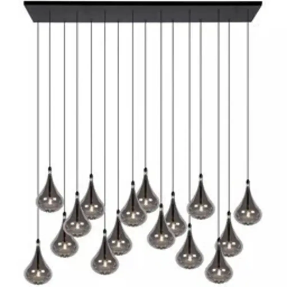 Lucide LED-Beleuchtung  LED Pendelleuchte TEARS – 16-flammig – G4 – 3000K – Dimmbar – Schwarz