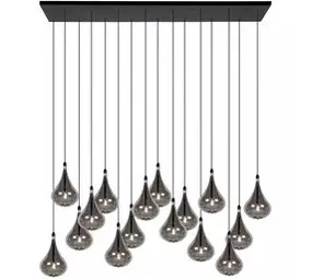 Lucide LED-Beleuchtung  LED Pendelleuchte TEARS – 16-flammig – G4 – 3000K – Dimmbar – Schwarz