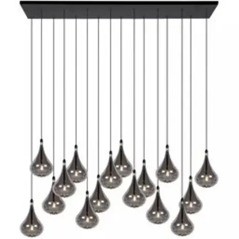 Lucide LED-Beleuchtung  LED Pendelleuchte TEARS – 16-flammig – G4 – 3000K – Dimmbar – Schwarz