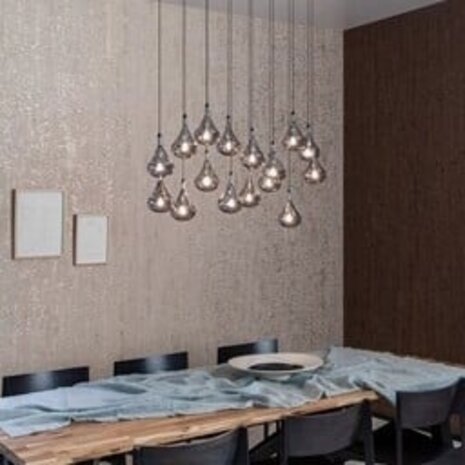 Lucide LED-Beleuchtung  LED Pendelleuchte TEARS – 16-flammig – G4 – 3000K – Dimmbar – Schwarz