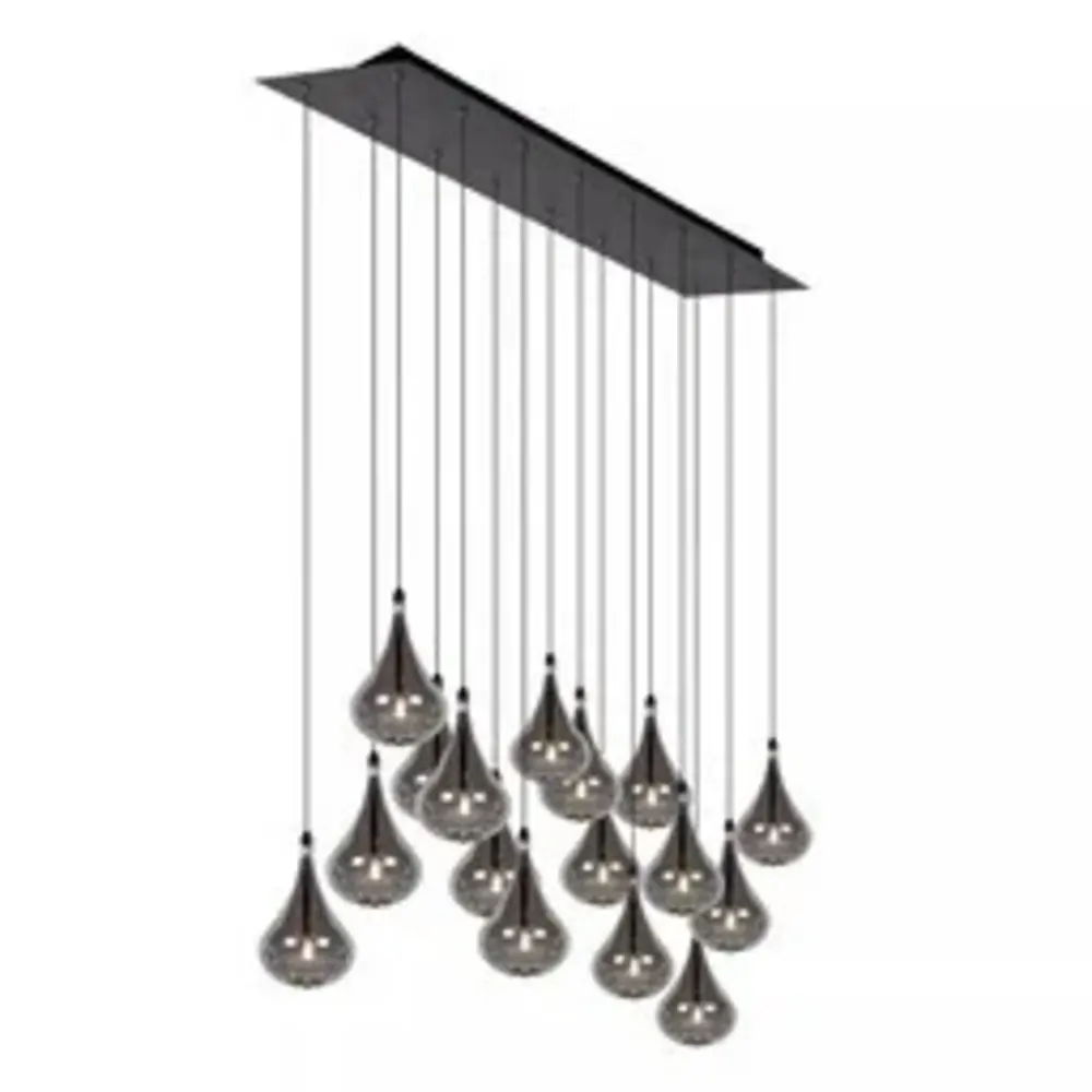 Lucide LED-Beleuchtung  LED Pendelleuchte TEARS – 16-flammig – G4 – 3000K – Dimmbar – Schwarz