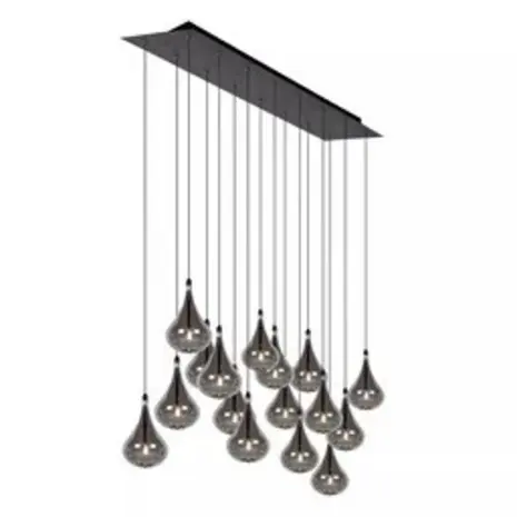 Lucide LED-Beleuchtung  LED Pendelleuchte TEARS – 16-flammig – G4 – 3000K – Dimmbar – Schwarz