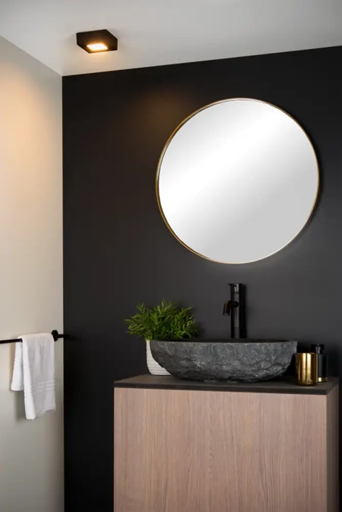 Lucide LED-Beleuchtung  Dimmbare Badezimmer-Deckenleuchte, schwarz - 8 W - 3000 K - IP44