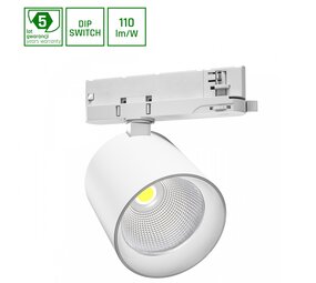 Spectrum LED Schienenstrahler 3-Phasen - Weiss - 32W-40W - 3200-3800Lm - Multi Lumen Switch | 3000K 930 Warmweiß - 5 Jahre Garantie