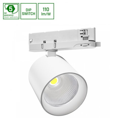 Spectrum LED Schienenstrahler 3-Phasen - Weiss - 32W-40W - 3200-3800Lm - Multi Lumen Switch | 3000K 930 Warmweiß - 5 Jahre Garantie