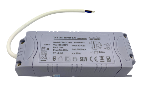 LCB LED-Beleuchtung Innovatives Design, hochwertige Technik & schnelle Lieferung! UA Dimmbarer LED-Treiber – 60 W, 25–42 V, 1500 mA – Phasenanschnitt und Phasenanschnitt