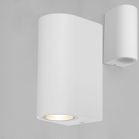 LCB LED Wandleuchte rund Weiß - GU10 Fassung - IP44 - geeignet für 2 GU10 Spots