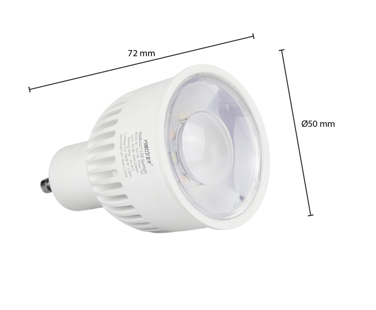 Mi-Light – Smarte LED-Steuerung und intelligente Beleuchtung Miboxer GU10 LED Spot 6W 550lm RGB CCT RF 2.4GHz Dimmbar