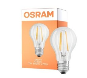 Ledvance LED-Filamentlampe klar E27-7 W 806 lm 827 mm sehr warmweiß 3-stufig dimmbar