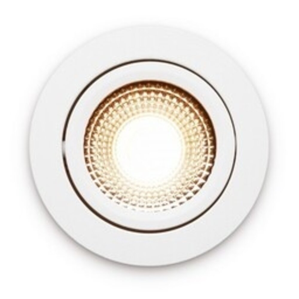 LCB LED-Einbaustrahler IP54 – Weiß, neigbar – 5 W, 450 lm – 2200 K Warmweiß – CRI > 90 | Ausschnittmaß 75 mm – Einbautiefe 23 mm – TRIAC-dimmbar