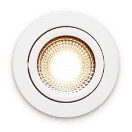 LCB LED-Einbaustrahler IP54 – Weiß, neigbar – 5 W, 450 lm – 2200 K Warmweiß – CRI > 90 | Ausschnittmaß 75 mm – Einbautiefe 23 mm – TRIAC-dimmbar