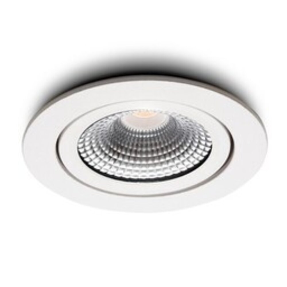 LCB LED-Einbaustrahler IP54 – Weiß, neigbar – 5 W, 450 lm – 2200 K Warmweiß – CRI > 90 | Ausschnittmaß 75 mm – Einbautiefe 23 mm – TRIAC-dimmbar