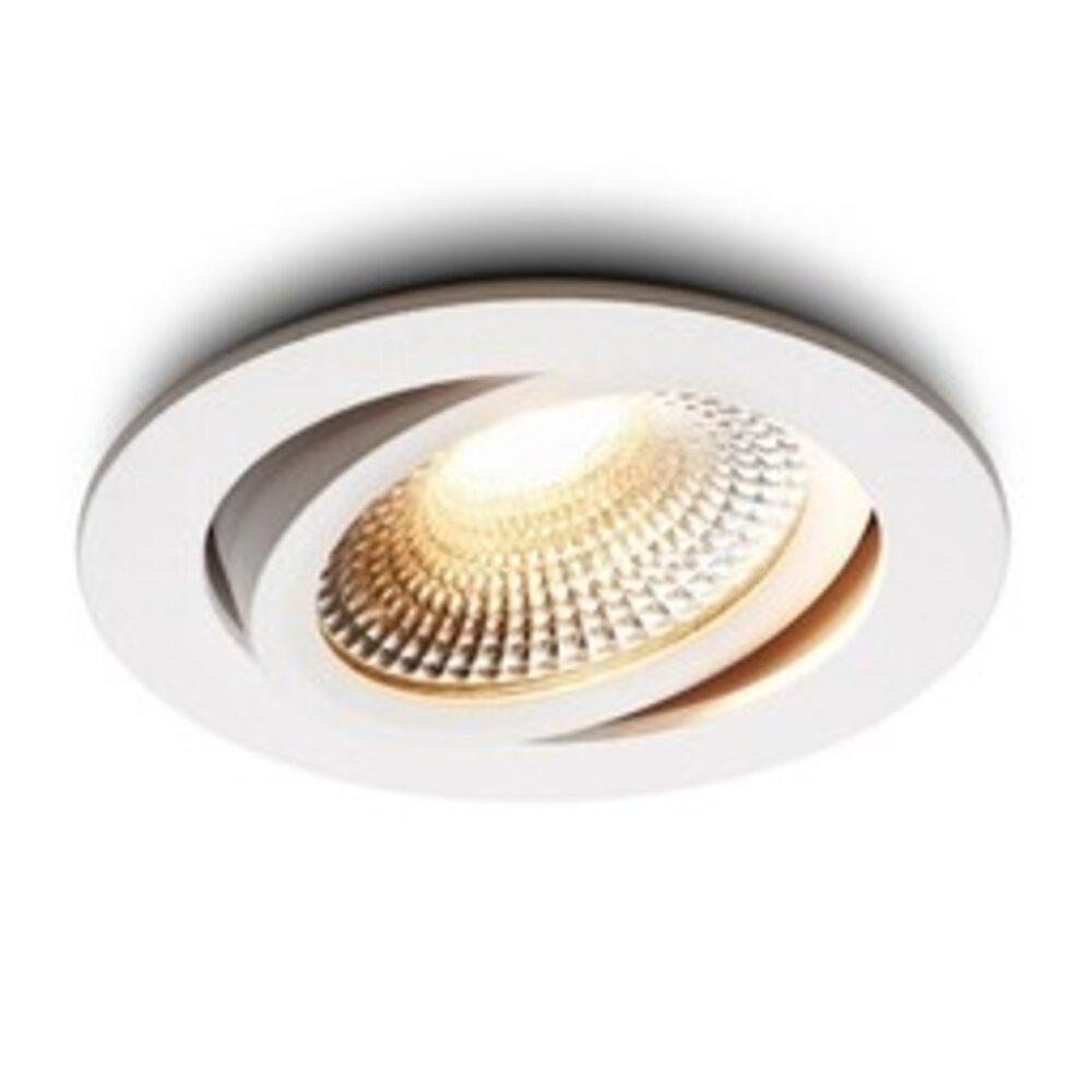 LCB LED-Einbaustrahler IP54 – Weiß, neigbar – 5 W, 450 lm – 2200 K Warmweiß – CRI > 90 | Ausschnittmaß 75 mm – Einbautiefe 23 mm – TRIAC-dimmbar
