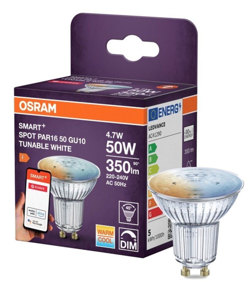 Osram Smart+ Zigbee LED Spot GU10 4,9W 420lm - 827-865 Tunable White | Zigbee dimmbar - Ersetzt 40W