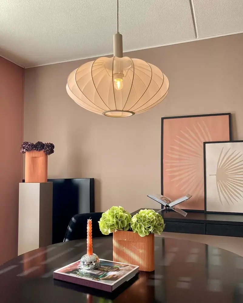 Lucide LED-Beleuchtung  Pendelleuchte E27 Lucide Corina Creme Ø50cm - Höhenverstellbar | Wohnzimmerbeleuchtung