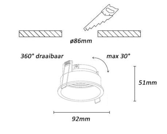 Artdelight REX Einbaustrahler GU10 schwenkbar - Aluminium Ø9,2 cm Farbe optional