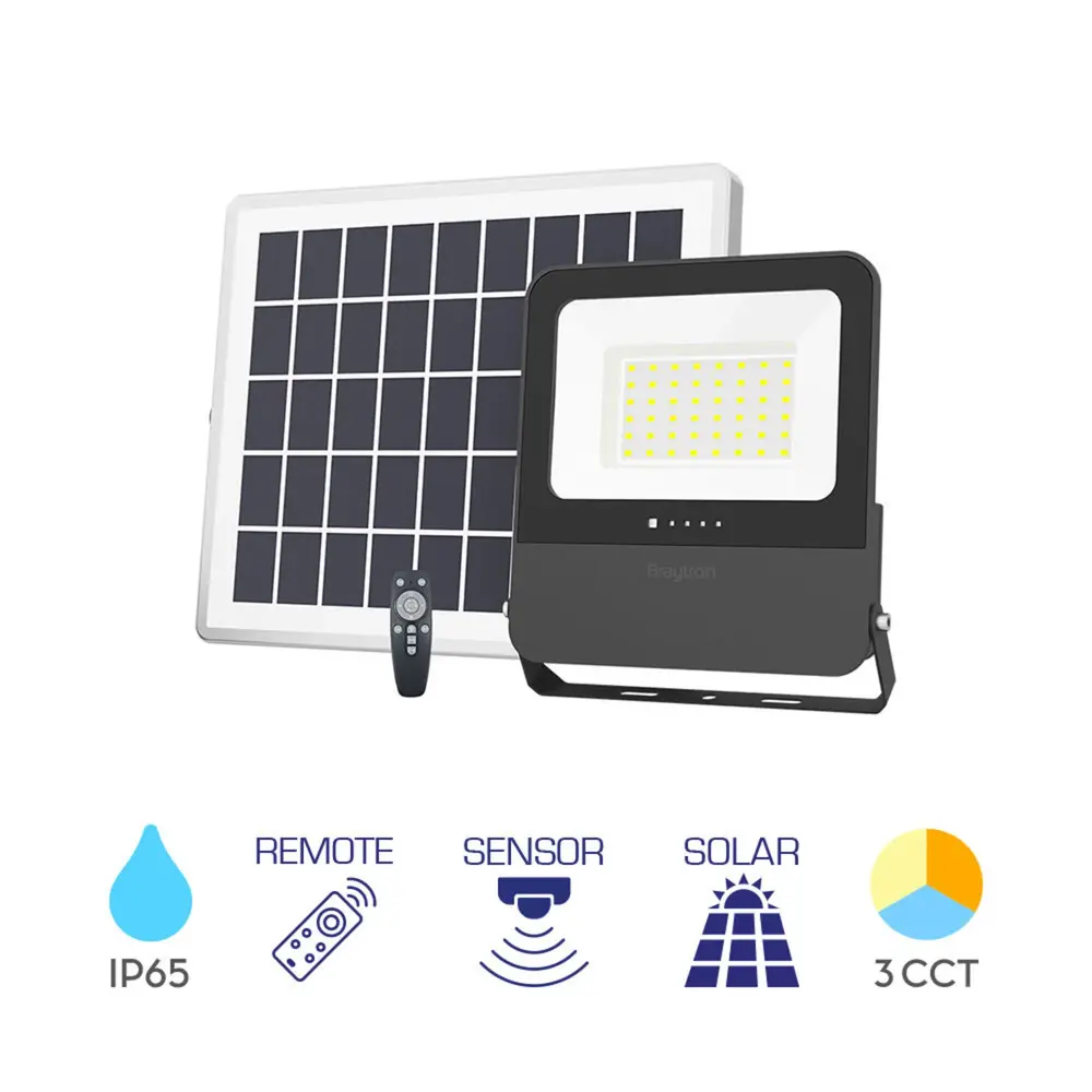 Brayton LED-Solarstrahler inkl. Sensor – 50 W, 1800 lm – Einstellbare Lichtfarbe – Schutzart IP65