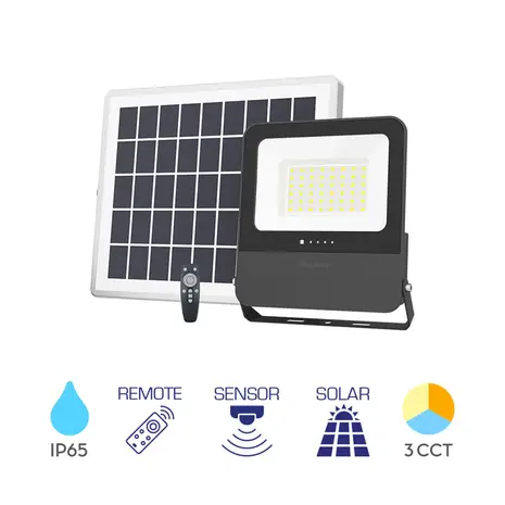 Brayton LED-Solarstrahler inkl. Sensor – 50 W, 1800 lm – Einstellbare Lichtfarbe – Schutzart IP65