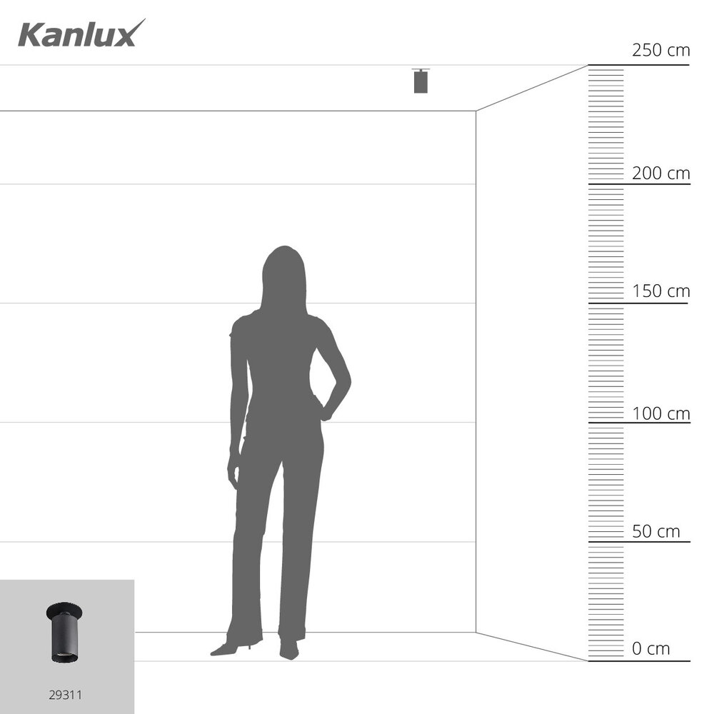 Kanlux – Zuverlässige LED- und Elektrobeleuchtung LED GU10 Deckenspot schwenkbar Schwarz rund - für 1 LED GU10 Spot