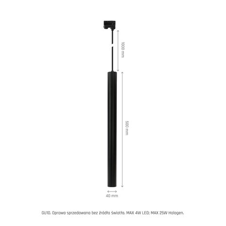 Spectrum  LED Railspot 3F - Pendelleuchte - Schwarz - Chloe Slim - GU11/MR11-Fassung - 40X500MM