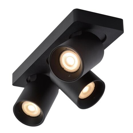 Lucide LED-Beleuchtung  LED-Deckenstrahler Megano– Dimmbar bis warmweiß – GU10 – 3 x 5 W, 2200 K/3000 K – Stahl