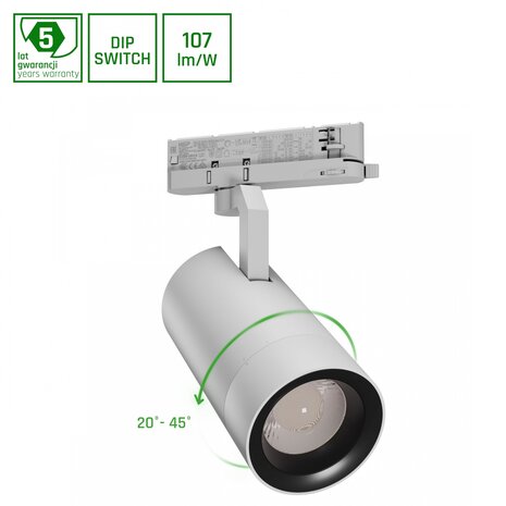 Spectrum LED 3-Phasen Stromschienenstrahler Pava 19-42W - 1800-3200lm 20-45° Neutralweiß 4000K