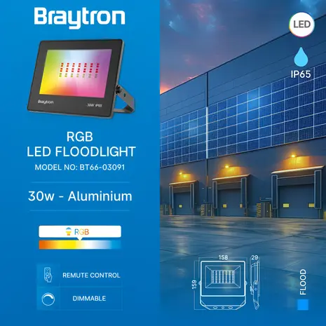 Brayton Braytron LED Fluter 30W RGB IP65 Außenstrahler