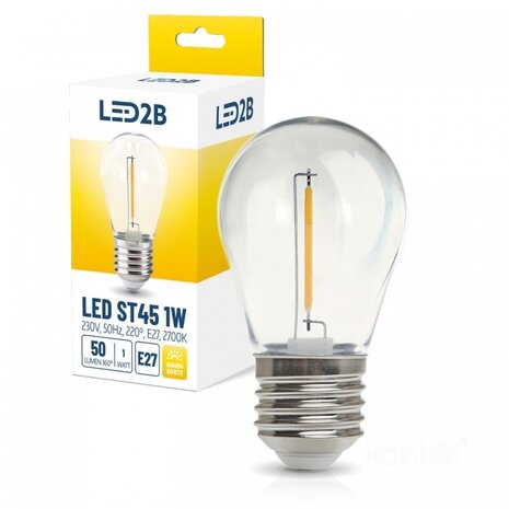 Kobi LED-Leuchten – Effizient & Zuverlässig LED-Glühfadenlampe, Kugelform ST45 – E27-Fassung – 1 W – 2700 K, warmweißes Licht Kobi LED-Leuchten – Effizient & Zuverlässig LED-Glühfadenlampe, Kugelform ST45 – E27-Fassung – 1 W – 2700 K, warmweißes Licht