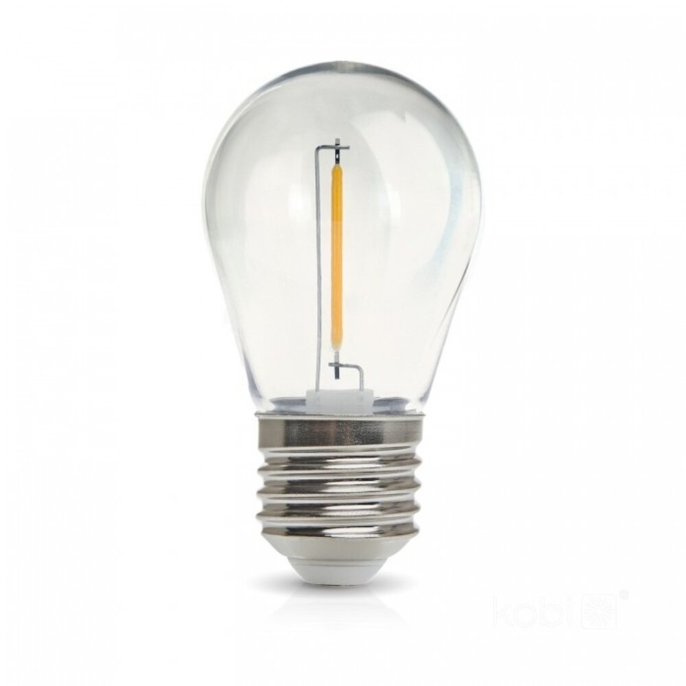 Kobi LED-Leuchten – Effizient & Zuverlässig LED-Glühfadenlampe, Kugelform ST45 – E27-Fassung – 1 W – 2700 K, warmweißes Licht Kobi LED-Leuchten – Effizient & Zuverlässig LED-Glühfadenlampe, Kugelform ST45 – E27-Fassung – 1 W – 2700 K, warmweißes Licht