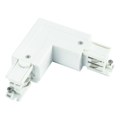 Spectrum 3-Phasen Stromschienen-Zubehör | L-Stück – Eckverbinder mit links Einspeisung – Weiß Spectrum 3-Phasen Stromschienen-Zubehör | L-Stück – Eckverbinder mit links Einspeisung – Weiß