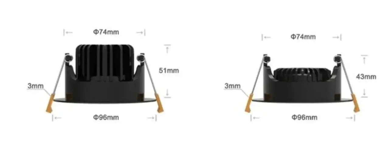 LCB LED-Beleuchtung Innovatives Design, hochwertige Technik & schnelle Lieferung! LED Einbauspot Schwarz 5W 420Lm Dim to Warm 1800K-2800K - IP65 | Ø95mm | Dimmbar