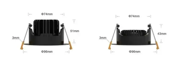 LCB LED-Beleuchtung Innovatives Design, hochwertige Technik & schnelle Lieferung! LED Einbauspot Schwarz 5W 420Lm Dim to Warm 1800K-2800K - IP65 | Ø95mm | Dimmbar