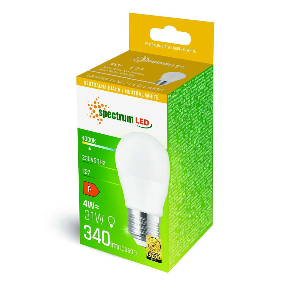 Spectrum LED Lamp E27 - G45 - 4W entspricht 40W - 4000K Neutralweiß Spectrum LED Lamp E27 - G45 - 4W entspricht 40W - 4000K Neutralweiß