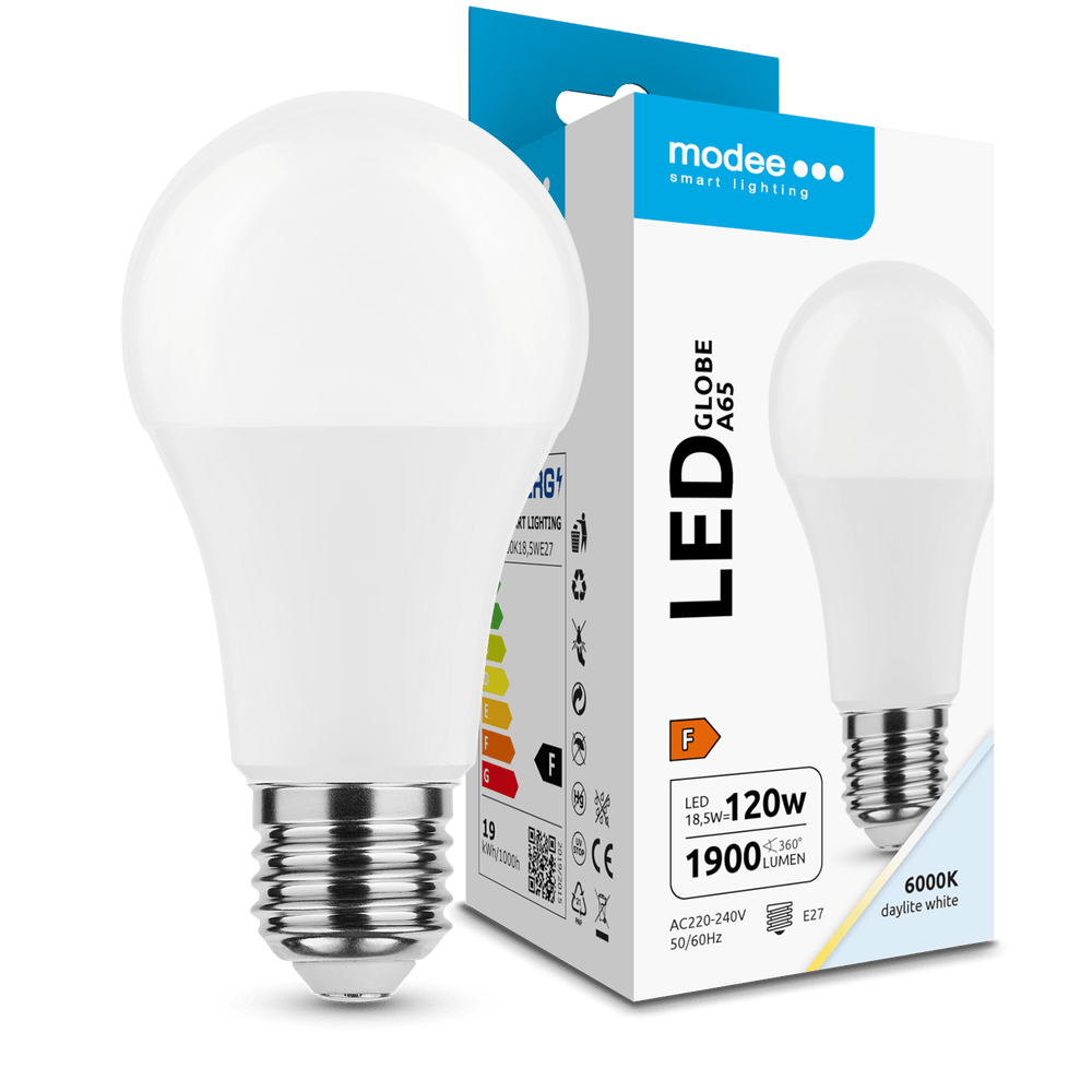 Modee Lighting LED Lampe E27 A65 18,5W 6000K 1900lm – 120W Ersatz Modee Lighting LED Lampe E27 A65 18,5W 6000K 1900lm – 120W Ersatz
