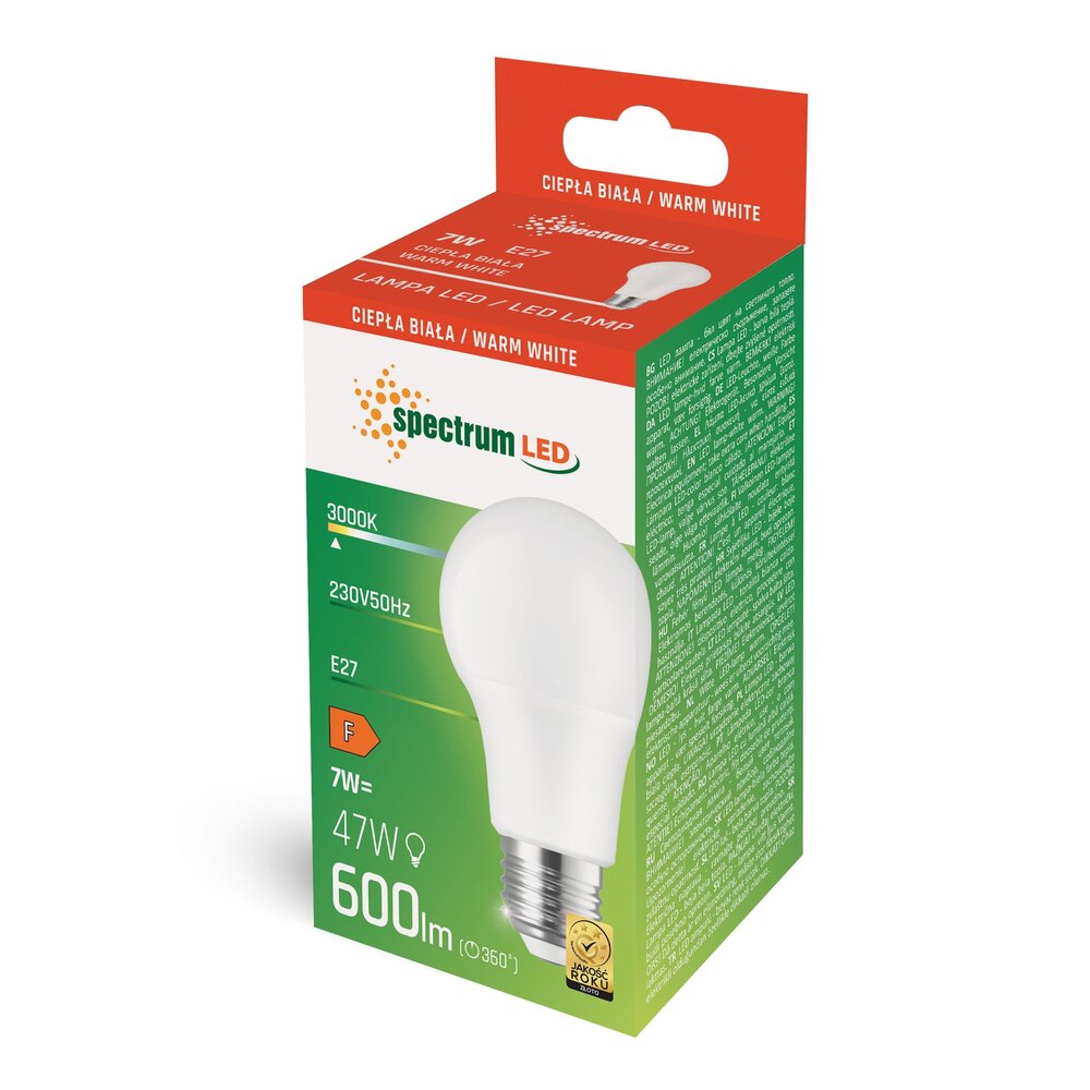Spectrum LED-Lampe E27 A60 7W 3000K – Mattiertes Glas – Ersetzt 70W Spectrum LED-Lampe E27 A60 7W 3000K – Mattiertes Glas – Ersetzt 70W