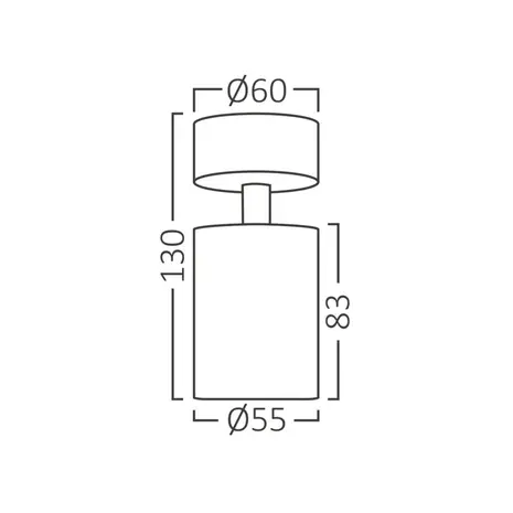 Brayton LED-Deckenstrahler – GU10-Fassung – 55 x 130 mm – Mattschwarz – Runde Deckenplatte