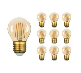 LCB LED-Beleuchtung Innovatives Design, hochwertige Technik & schnelle Lieferung! Set mit 10 dimmbaren LED-Filamentlampen – E27 G45 – 4 W (ersetzt 40 W) – 2200 K extra warmweißes Licht LCB LED-Beleuchtung Innovatives Design, hochwertige Technik & schnelle Lieferung! Set mit 10 dimmbaren LED-Filamentlampen – E27 G45 – 4 W (ersetzt 40 W) – 2200 K extra warmweißes Licht