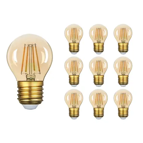 LCB LED-Beleuchtung Innovatives Design, hochwertige Technik & schnelle Lieferung! Set mit 10 dimmbaren LED-Filamentlampen – E27 G45 – 4 W (ersetzt 40 W) – 2200 K extra warmweißes Licht LCB LED-Beleuchtung Innovatives Design, hochwertige Technik & schnelle Lieferung! Set mit 10 dimmbaren LED-Filamentlampen – E27 G45 – 4 W (ersetzt 40 W) – 2200 K extra warmweißes Licht