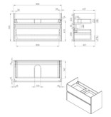 Best-design Best-Design "Quick-Grey-Greeploos" meubel onderkast + wastafel 100 cm Grijs-Eiken