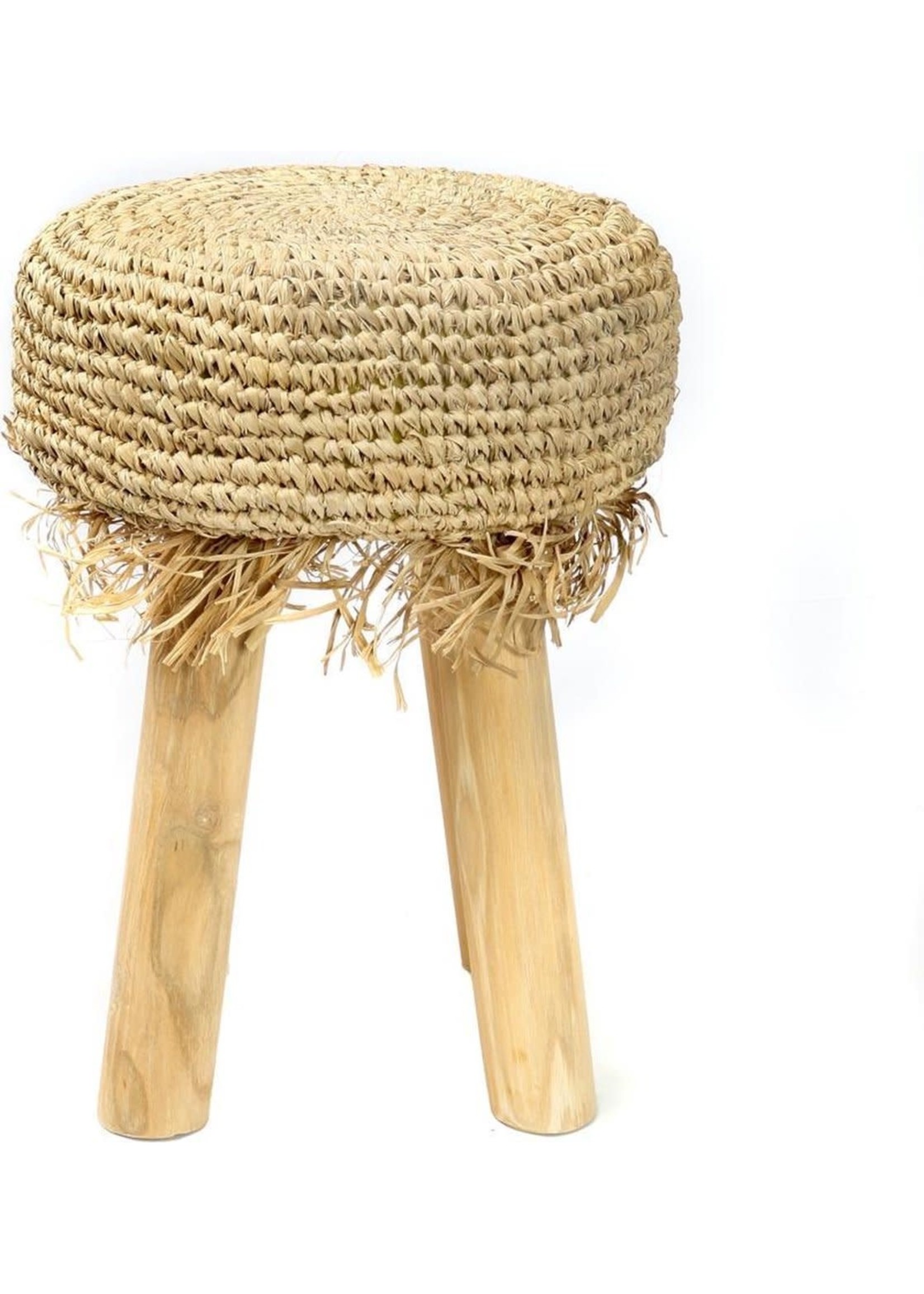 STOOL RAFIA FRINGED