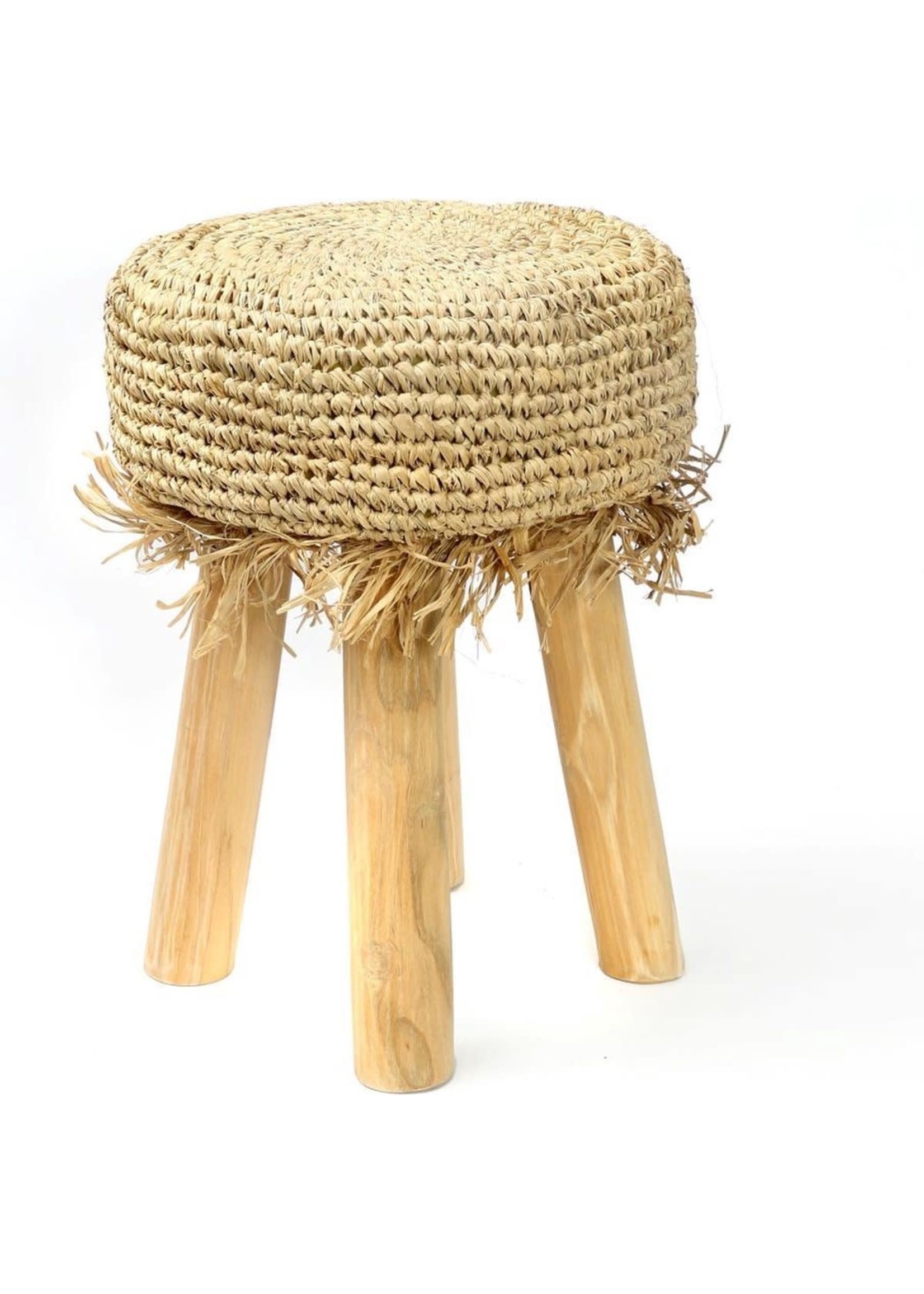 STOOL RAFIA FRINGED