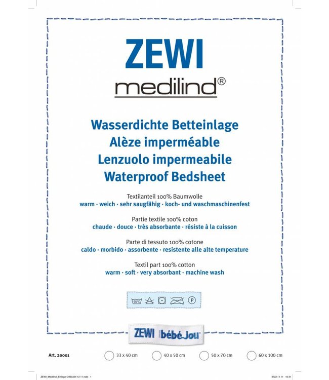 Zewi bébé-jou Medilind Wasserdichte Betteinlage