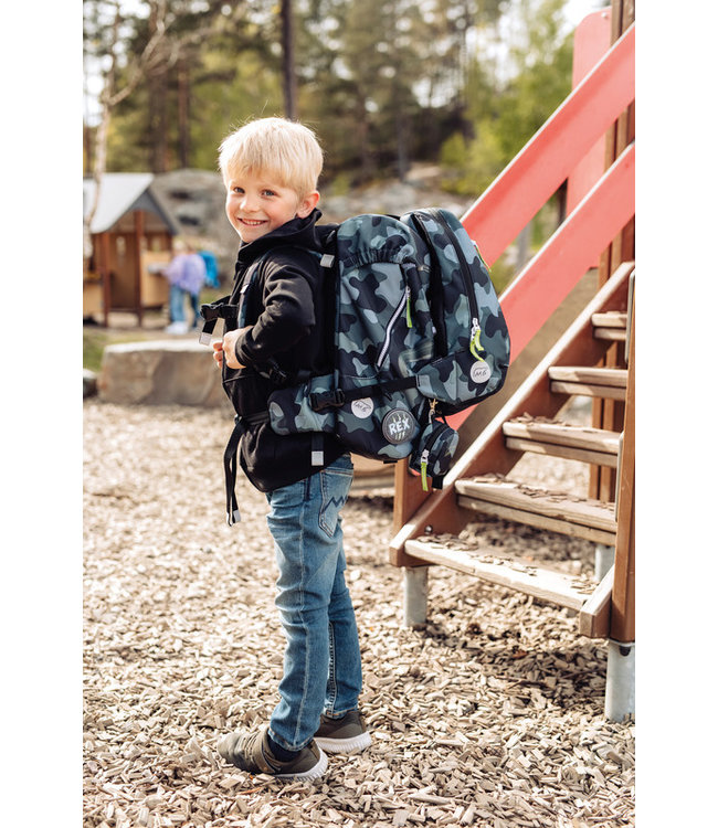 Beckmann Schulrucksack Classic 6-teiliges Set, Camo Rex