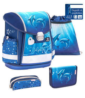 Belmil CLASSY Schulrucksack 4-teiliges-Set Dolphins