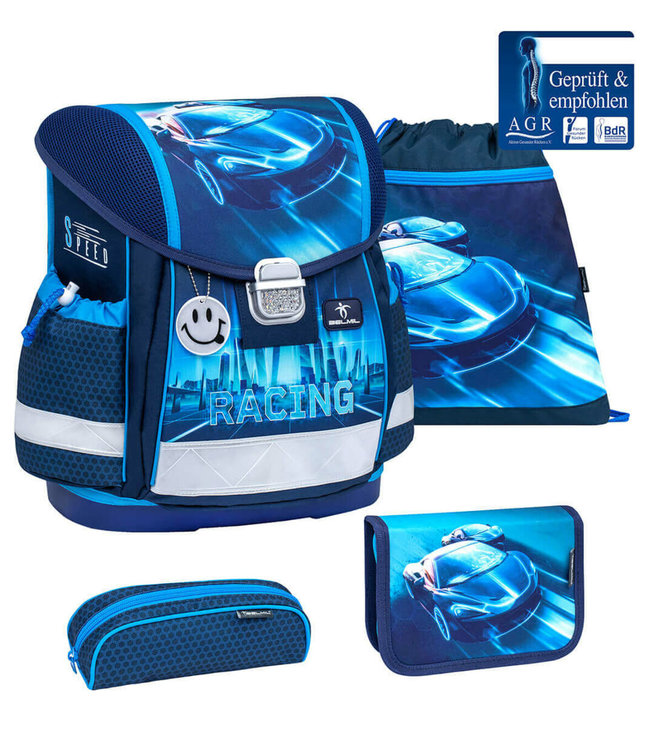 Belmil CLASSY Schulrucksack 4-teiliges-Set Racing Blue Neon
