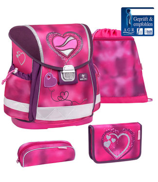 Belmil CLASSY Schulrucksack 4-teiliges-Set Shiny Pink
