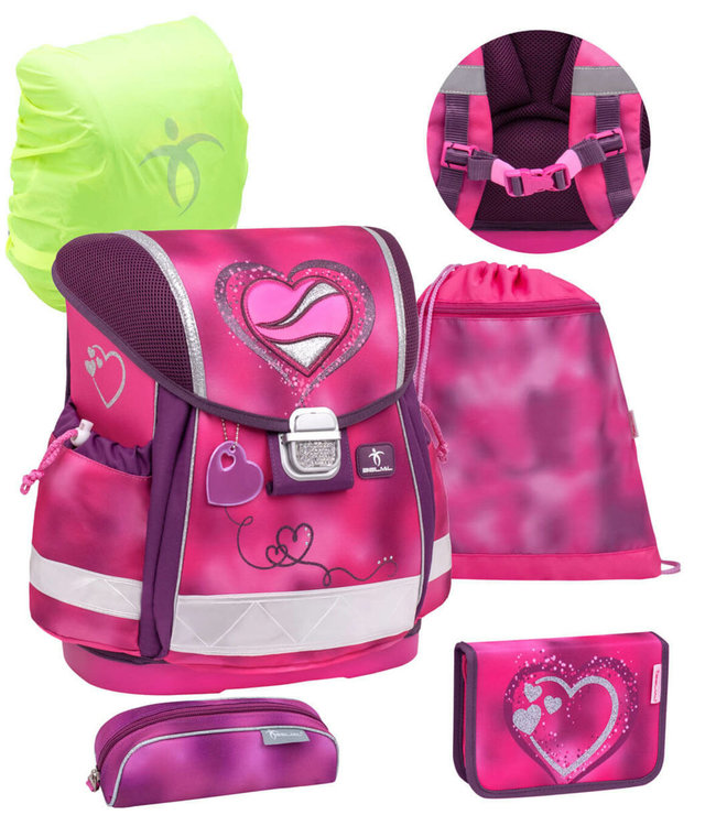 Belmil CLASSY Schulrucksack 5-teiliges-Set Shiny Pink