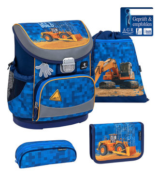 Belmil MINI FIT Schulrucksack 4-teiliges-Set Bulldozer