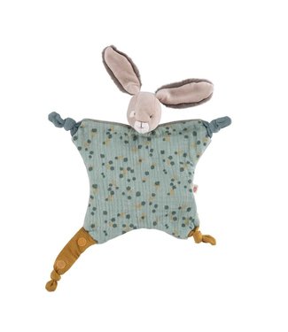 Moulin Roty Kuscheltuch mit Nuggihalter Kaninchen blau